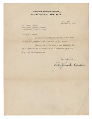 Lot #2158 Douglas MacArthur Typed and Signed Letter of Condolence - Image 1