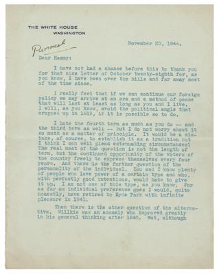 Lot #2178 FDR Reelected as President Letter: 'I hate the fourth term' - Image 1