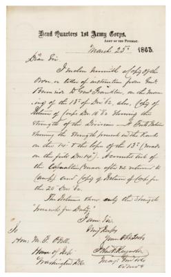 Lot #2060 John F. Reynolds Autograph Letter Signed on Fredericksburg - Image 1