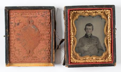 Lot #2034 Confederate Soldier with Gun Tintype - Image 2