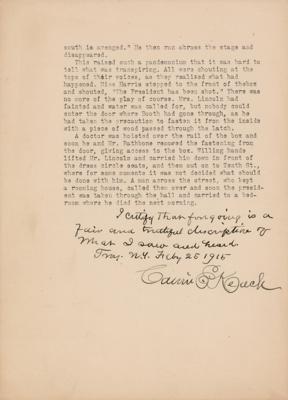 Lot #2094 Lincoln Assassination: Calvin E. Keach Signed Typescript - Image 1