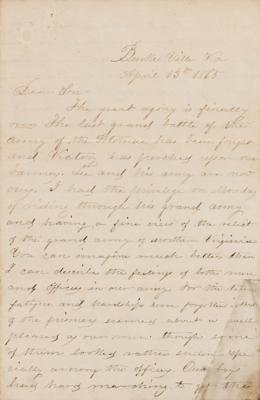 Lot #2083 Lee Surrender: Union Soldier's Letter on