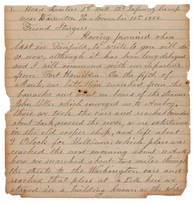 Lot #2011 Battle of Antietam: 30-Page Letter with Antietam Content - Image 1
