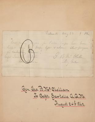 Lot #2055 George B. McClellan Signed and Handwritten Telegram (1862) - Image 1