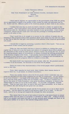 Lot #2219 Richard Nixon 1959 Soviet Union 'Kitchen Debate' Transcripts - Image 1