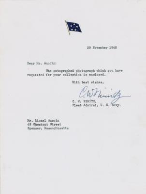 Lot #2171 Chester Nimitz Signed Photograph and Typed Letter Signed - Image 2