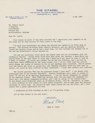 Lot #2137 Mark W. Clark Typed Letter Signed on