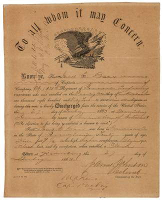 Lot #2122 Little Bighorn: Marcus A. Reno Document Signed (1863) - Image 1