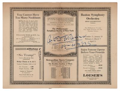 Lot #450 Arturo Toscanini Signed Program - Image 1