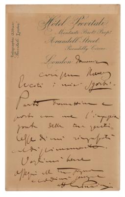 Lot #407 Giacomo Puccini Autograph Letter Signed - Image 1