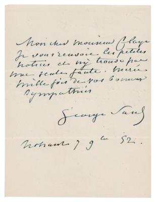 Lot #352 George Sand Autograph Letter Signed - Image 1