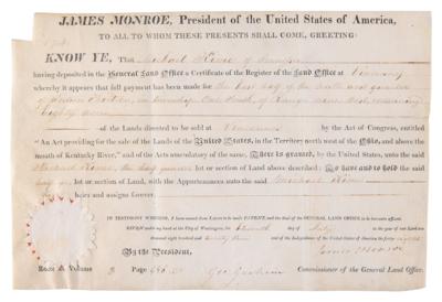 Lot #73 James Monroe Document Signed as President