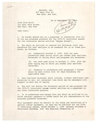 Lot #638 Jim Henson Document Signed for Sesame Street Puppeteer - Image 2