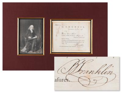 Lot #102 Benjamin Franklin Document Signed for