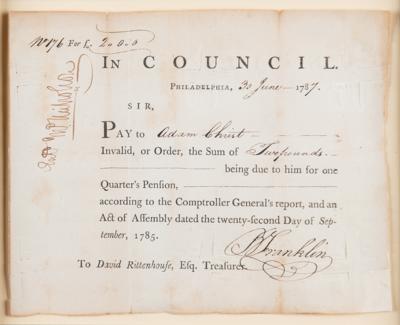 Lot #102 Benjamin Franklin Document Signed for Revolutionary War Veteran's Pension - Image 3