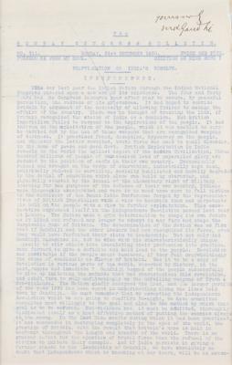 Lot #129 Mohandas Gandhi Signed 'Bombay Congress Bulletin' (1930): "Non-violence has, it must be admitted, thoroughly vindicated itself" - Image 3