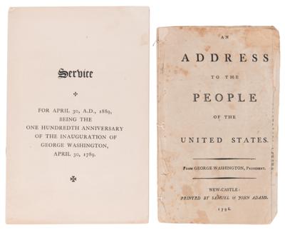 Lot #96 George Washington (2) Early Publications: 'Farewell Address' and Inauguration Centennial - Image 1