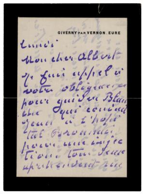 Lot #312 Claude Monet Autograph Letter Signed - Image 1