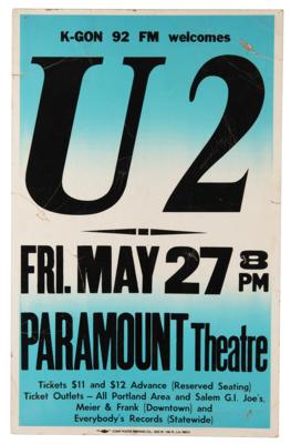 Lot #551 U2 1983 Portland Paramount Theatre Poster - Image 1