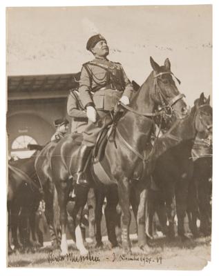 Lot #210 Benito Mussolini Signed Oversized Photograph - Image 1