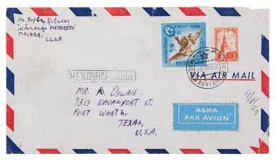 Lot #159 Lee Harvey Oswald Hand-Addressed and Signed Envelope from Russia (Warren Commission Exhibit No. 294) - Image 1