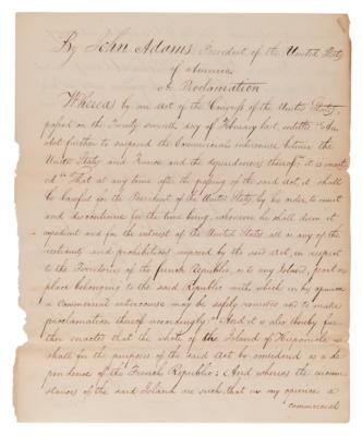 Lot #2 John Adams: Proclamation Restoring Trade with Hispaniola - Image 1