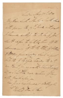 Lot #582 Duke of Wellington Autograph Letter Signed on the Anniversary of the Battle of Waterloo - Image 1