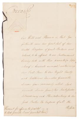 Lot #196 King George III Document Signed on a Treaty with the Russian Emperor - Image 1