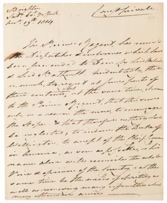 Lot #197 King George IV Autograph Letter Signed on Appointing Wellington as Commander-in-Chief in America - Image 1