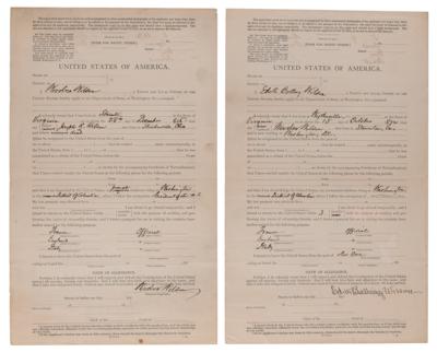 Lot #23 Woodrow and Edith Wilson (2) Signed Passport Applications - Preparing for the Paris Peace Conference and Treaty of Versailles - Image 1