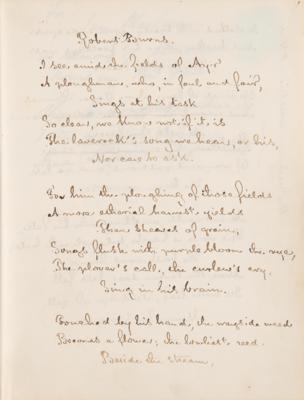 Lot #349 Henry Wadsworth Longfellow Autograph Manuscript: "Robert Burns" - Image 1