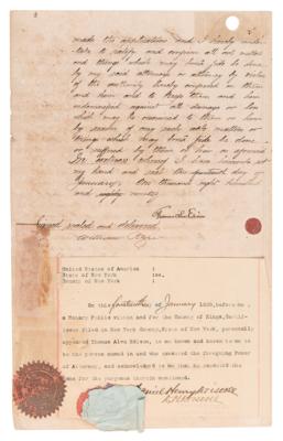 Lot #140 Thomas Edison Document Signed for Phonograph Patent (1890) - Image 2