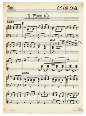 Lot #576 Citizen Kane: Handwritten Musical Score for 'A Poco No' - Image 2