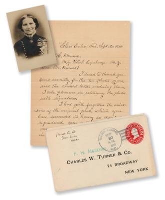 Lot #163 Clara Barton Autograph Letter Signed on a Portrait and Her Awards - Image 1