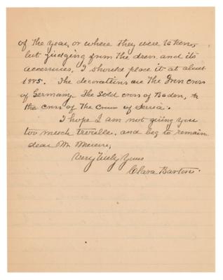 Lot #163 Clara Barton Autograph Letter Signed on a Portrait and Her Awards - Image 4