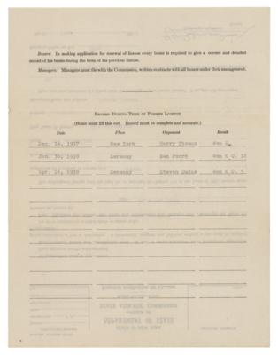 Lot #748 Max Schmeling Signed Boxing License Application for Joe Louis Fight (1938) - Image 2