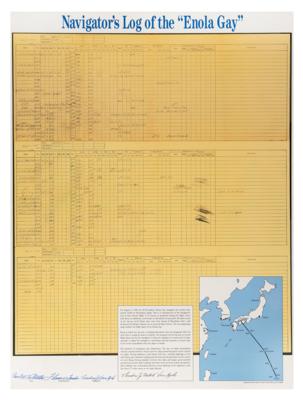 Lot #267 Enola Gay: Tibbets, Ferebee, and Van Kirk Signed Navigator's Log Print - Image 1