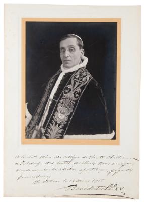 Lot #217 Pope Benedict XV Signed and Handwritten Apostolic Benediction - Image 1