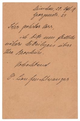 Lot #365 Lion Feuchtwanger Autograph Letter Signed