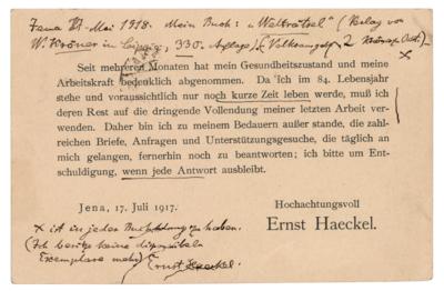 Lot #179 Ernst Haeckel Autograph Note Signed
