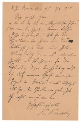 Lot #189 Karl Kautsky Autograph Letter Signed