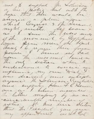Lot #251 George A. Custer Autograph Letter Signed on Andrew Johnson and Suffrage for "colored men" - Image 3