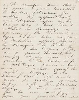 Lot #251 George A. Custer Autograph Letter Signed on Andrew Johnson and Suffrage for "colored men" - Image 4