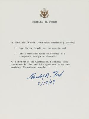 Lot #53 Gerald Ford Signed Souvenir Typescript on JFK Assassination - Image 1