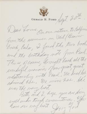 Lot #54 Gerald Ford Autograph Letter Signed on Death of Pearl Bailey - Image 2