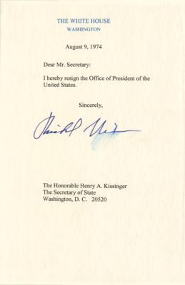 Lot #74 Richard Nixon Signed Mock Resignation