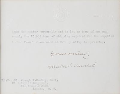 Lot #110 Winston Churchill Partial Typed Letter Signed on WWI Munitions - Image 3