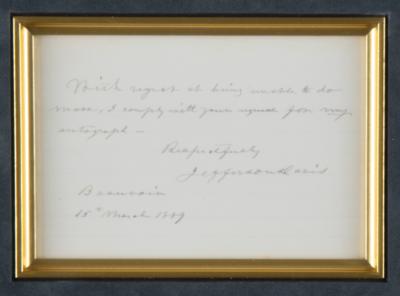 Lot #266 Jefferson Davis Autograph Note Signed - Image 2