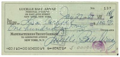 Lot #588 Lucille Ball Signed Check