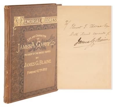 Lot #57 James A. Garfield: James G. Blaine Signed Memorial Address Book - Image 1